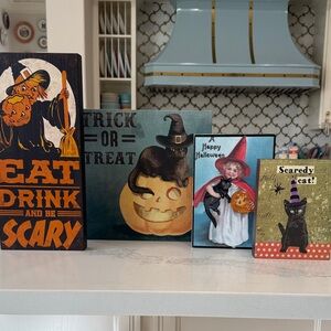 Halloween Themed Decorative Wooden Signs